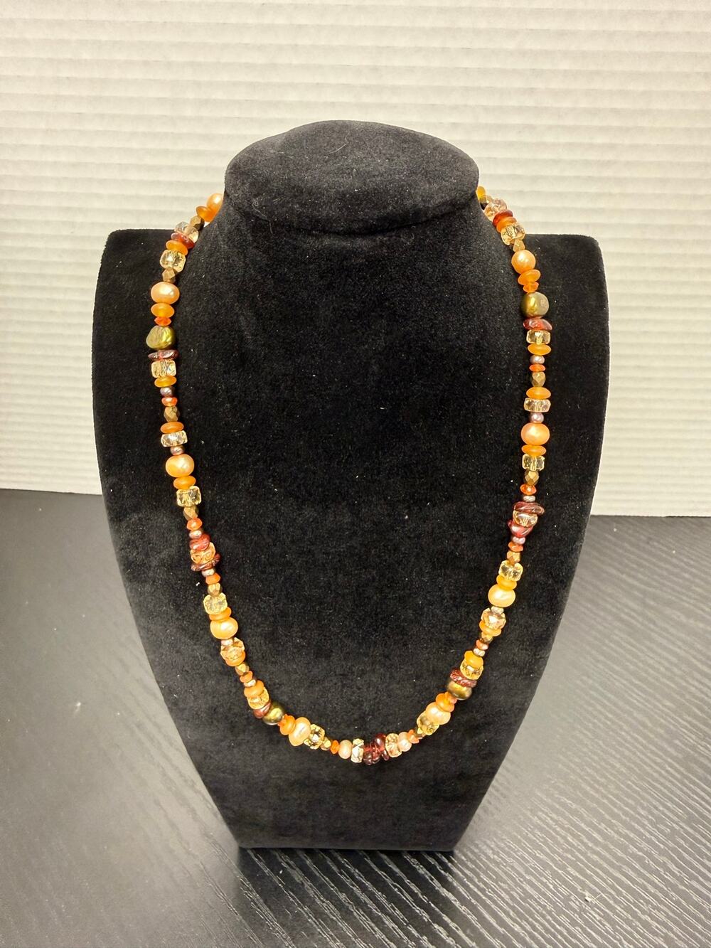 Katie K Designs Beaded Necklace Gold Tone Lobster Clasp Multi Colored Beads 16"